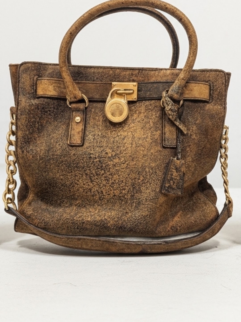 Michael Kors Distressed Brown Leather Limited Edition Hamilton/ Gold Hardware